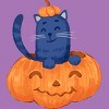 Girl's Design By Humans Halloween Cat In A Pumpkin By wubbadub T-Shirt - 2 of 3