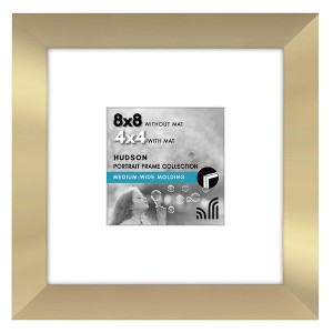 Americanflat 8x8 Picture Frame with Shatter-Resistant Glass - Use as 4x4 Frame with Mat or Display 8x8 Photo Without Mat - Gold - 1 of 1
