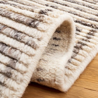 Ivory Geometric Hand-Knotted Wool Area Rug - 4' x 6'