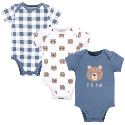 Hudson Baby Infant Boy Cotton Bodysuits 3pk, Little Bear : Target