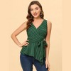 Allegra K Women's Sleeveless V Neck Tie Waist Asymmetric Hem Wrap Peplump Tops - 2 of 4