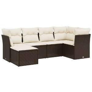 vidaXL Garden Sofa Set Brown Poly Rattan, Steel Medium Modular - 1 of 4