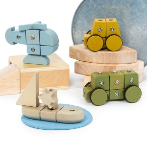 Guidecraft Snap Block Vehicles - 32 pc. set: Wooden Pretend Play Learning Toy for Kids, Block Play Building Set for Toddlers - 1 of 4