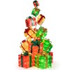 Costway 5.6 FT Pre-Lit Gift Box Tower with Bowknot & 483 LED Light Bulbs, Ground Stakes - 2 of 4