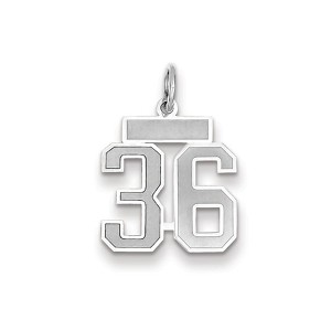 Black Bow Jewelry 14k White Gold, Jersey Collection, Small Number 36 Pendant - 1 of 2
