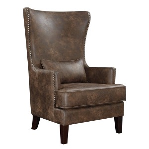 Picket House Furnishings Elia Chair with Chrome Nails Toffee Brown: Upholstered Polyester, Nailhead Trim, Wood Frame - 1 of 4