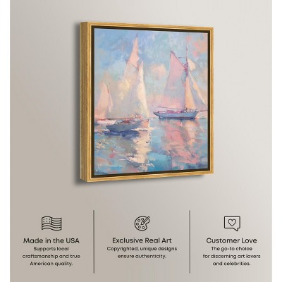 Set Sail Sailing Wall Art on Canvas with Gold Frame, 37" x 46"