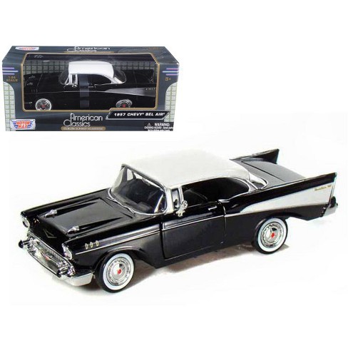 1957 Chevrolet Bel Air Black with White Top 1/24 Diecast Model Car by  Motormax