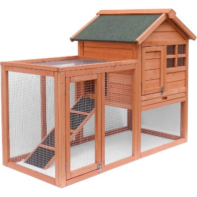 Acekool Wooden Rabbit Hutch - Outdoor Chicken Coop with Removable Tray