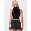 Allegra K Women's Metallic Mock Neck Zip-Up Shiny Holographic Crop Tank Top - 3 of 4