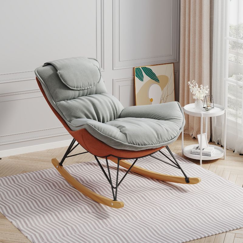 32.3" Modern Rocking Chair, Leisure Sofa Chair, Comfy and Breathable Chair for Balcony & Living Room 4A - ModernLuxe, 4 of 11