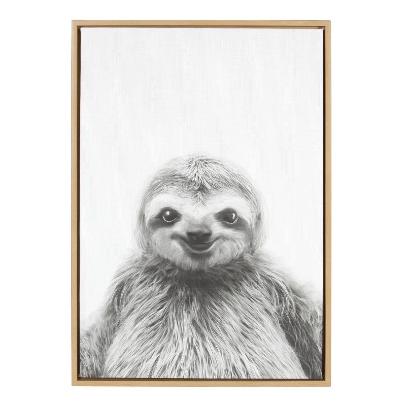 33" x 23" Sylvie Sloth Animal Print And Portrait By Simon Te Tai Framed Wall Canvas - Kate & Laurel, 1 of 8