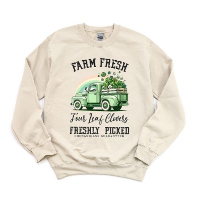 Simply Sage Market Women's Graphic Sweatshirt Farm Fresh Green Truck