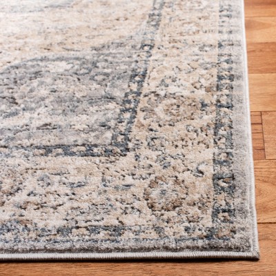 Beige and Gray Medallion Synthetic Area Rug