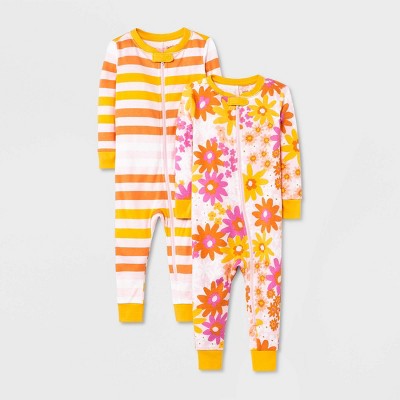 Baby Girls' 2pk Summer Pajama Romper - Cat & Jack™ Yellow 18M