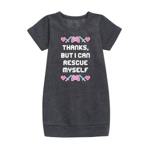 - Instant Message - Rescue Myself Graphic Short Sleeve Fleece Dress - 1 of 4