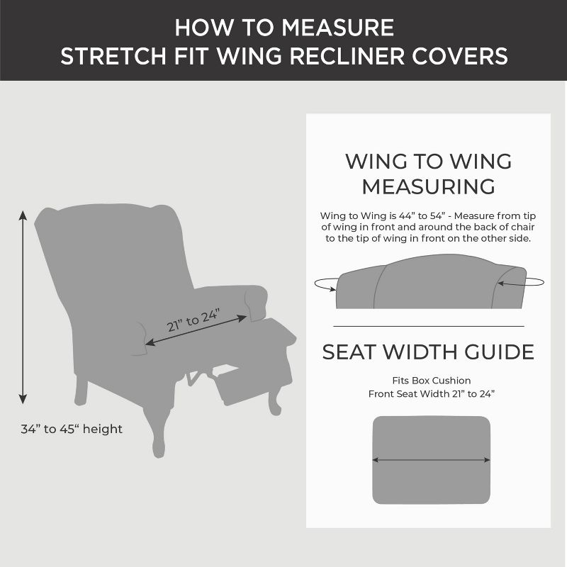 Sure Fit Ultimate Stretch Suede Wingback Chair Recliner Chair Cover, 5 of 7