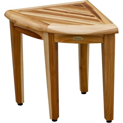 EcoDecors 18" Teak Corner Shower Bench with Adjustable Feet