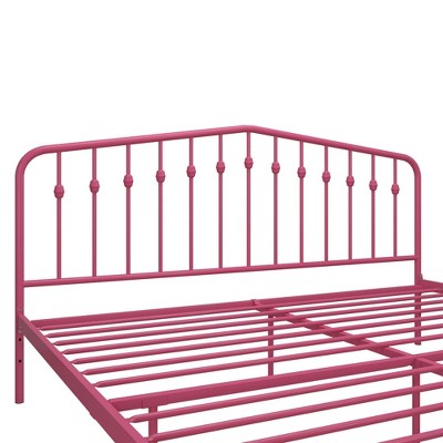 Hot Pink King Metal Platform Bed with Headboard and Slats