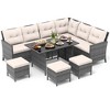 Costway 7 PCS Patio Dining Furniture Set PE Rattan Sectional Sofa Set with Soft Cushions White/Black/Blue/Gray - 2 of 4