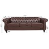 84.65" Chesterfield Sofa,Couch Upholstered Sofa Rolled Arm Sofa with Wood Legs for Living Room - 3 of 4