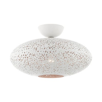 Livex Lighting Charlton 1 - Light Semi-Flush Mount in  White/Brushed Nickel