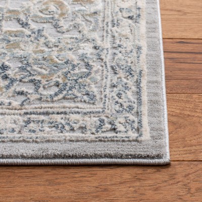 Hand-Knotted Gray Wool and Synthetic Floral Area Rug