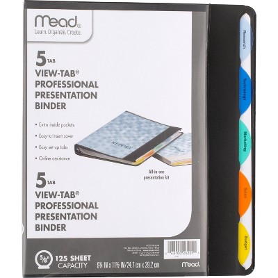 1.1" View-Tab Presentation Ring Binder with Flexible Cover 8.5" x 11" Black - Mead