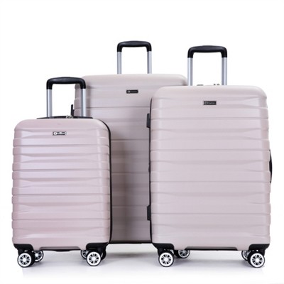 BEAFUP Set of 3 Luggage Sets PC Lightweight & Durable Expandable Suitcase with Two Hooks, Double Spinner Wheels, TSA Lock, (21/25/29)