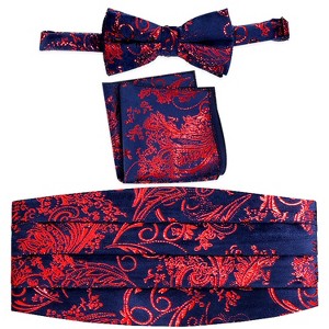 Gioberti Men's Adjustable Satin and Paisley Cummerbund Set - 1 of 3