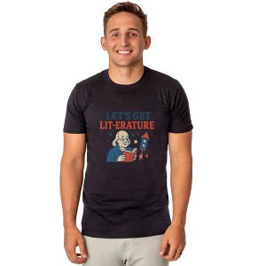 Men's 4th of July Let's Get Lit- Erature America Patriotic Funny T-Shirt - 1 of 4