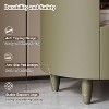 ynxaria Modern Round Nightstand - Storage Drawer & Open Shelf, Curved Design, Leather Handles,Bedroom/Living Room Sofa End Table,Green - 3 of 4