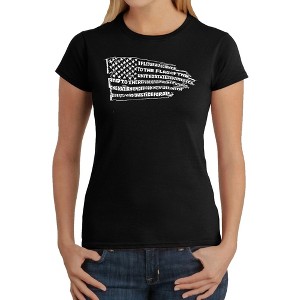 LA Pop Art Women's Word Art T-Shirt - Pledge of Allegiance Flag - 1 of 4