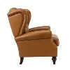 Amanda 33" Wide Genuine Leather Wingback Armchair with Solid Tapered Wood Legs and Nailhead Trim| ARTFUL LIVING DESIGN - 3 of 4