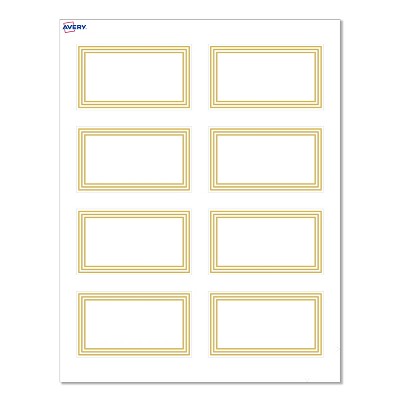 Avery® Cards, 2" x 3.5", Multi-Lined Gold Border, Matte White, 80ct