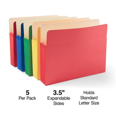 MyOfficeInnovations 3 1/2" Expansion Colored File Pockets Letter Assorted 5/Pack 227132 - image 1 of 3