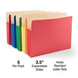 MyOfficeInnovations 3 1/2" Expansion Colored File Pockets Letter Assorted 5/Pack 227132