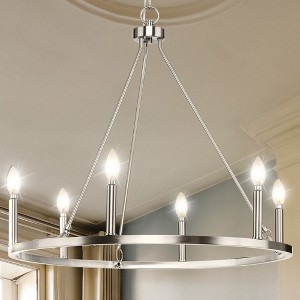 Urban Ambiance Luxury Modern Farmhouse Indoor Chandelier,  24-7/8''H x 27-5/8"W x 27-5/8''D,  Brushed Nickel Finish, UHP4600 - 1 of 4