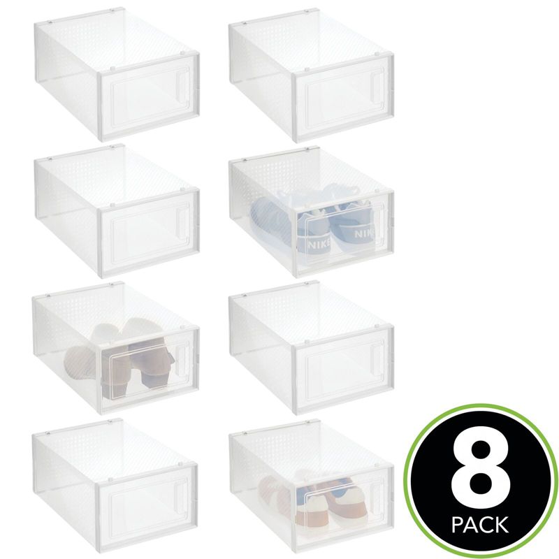 mDesign Plastic Stackable Closet Shoe Storage Box, Side Opening, 2 of 10