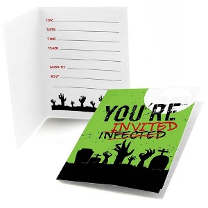 Big Dot of Happiness Zombie Zone - Fill-in Halloween or Birthday Zombie Crawl Party Invitations (8 Count) - 1 of 4