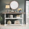HDZNVF 55in French Country Console Table - Farmhouse Sofa Table with 3 Storage Shelves, Grey & White Entryway Table - 2 of 4