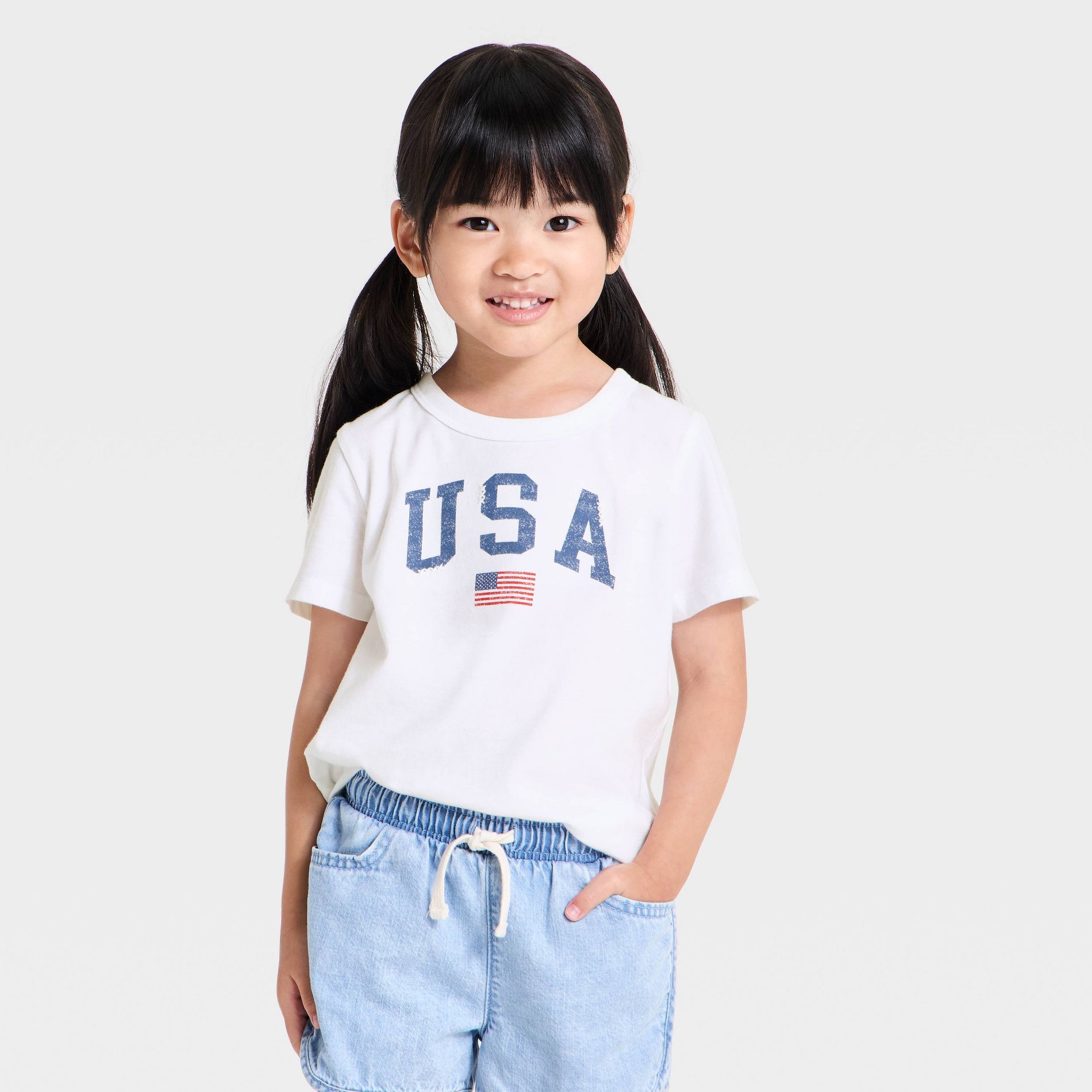 Toddler Girls' Short Sleeve USA T-Shirt - Cat & Jack™ White