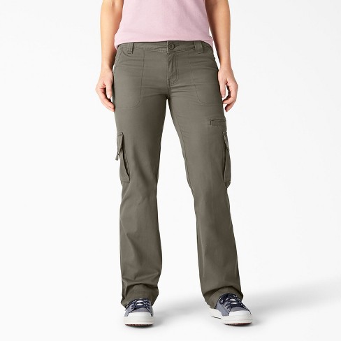 Dickies Women's Relaxed Fit Straight Leg Cargo Pants, Rinsed Green Leaf ...