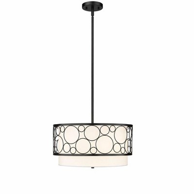 Kendall Contemporary 17" Matte Black and Nickel Drum Pendant