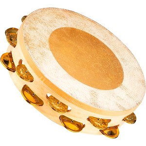 MEINL Artisan Edition Calf Skin Tambourine Dual Rows, Mixed Jingles, 10" Solid Brass Jingles - 1 of 4