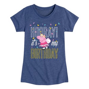 Girls' - Peppa Pig - Hooray It's My Birthday Fitted Short Sleeve Graphic T-Shirt - 1 of 4