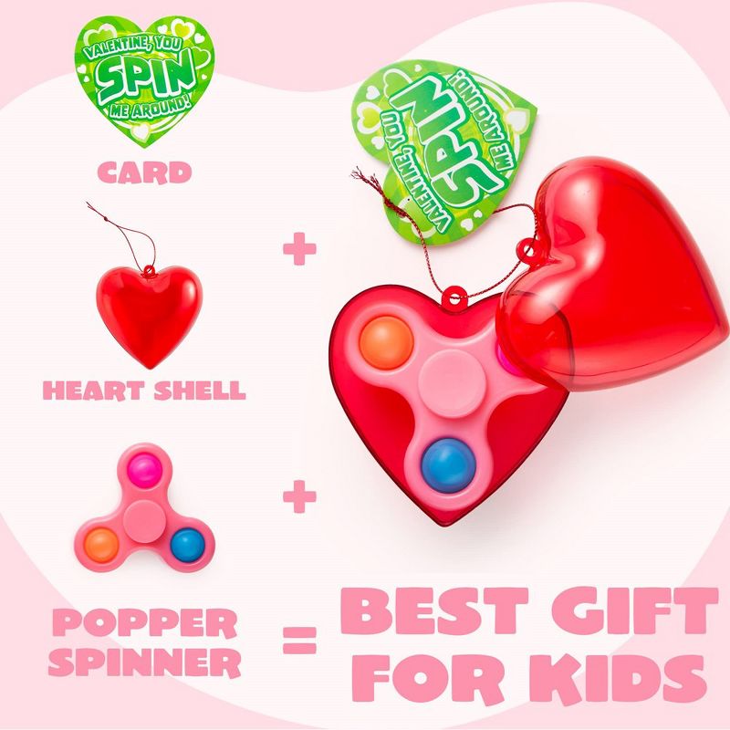 JOYIN 28 Packs Valentine’s Day Filled Heart with Fidget Spinner and Valentine’s Card for Valentine Party Favor, Kids-Classroom Exchange Gifts, 4 of 9