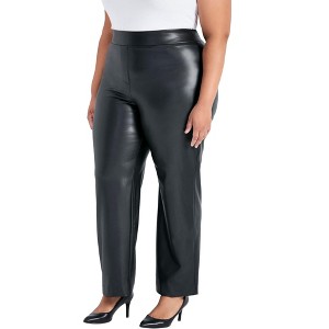 Avenue Women's Plus Size Tessa Vegan Leather Wide Leg Pant - 1 of 4