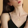 Gold Zodiac Coin Necklace with Opal Moon Charm, Dainty Paperclip Chain 12 Constellation Astrology for Women - 4 of 4