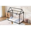 ZHUTA  Twin Size Tent Floor Bed Frame for Kids, Metal Floor Bed with slats, Twin House Bed for Kids Girls Boys, Black - 4 of 4
